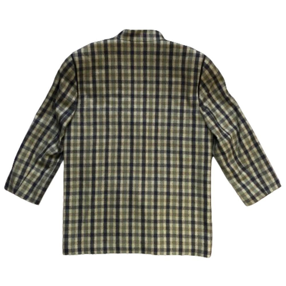 Vintage 90s wool checkered olive green and black blazer jacket, Plus size - Picture 16 of 16